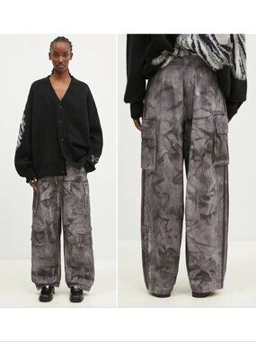 Adidas Originals Premium XXL Baggy Cargo PANTS Sz 14 Gray Purple Print NEW $190